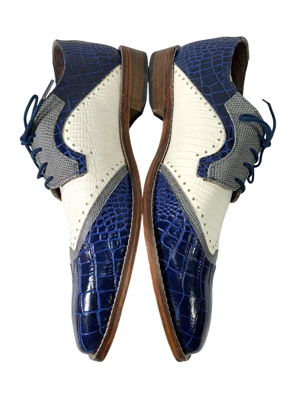 Stacy Adams Gallinari Wingtip Lace Up Leather Shoes Dark Blue Multi 10.5 M